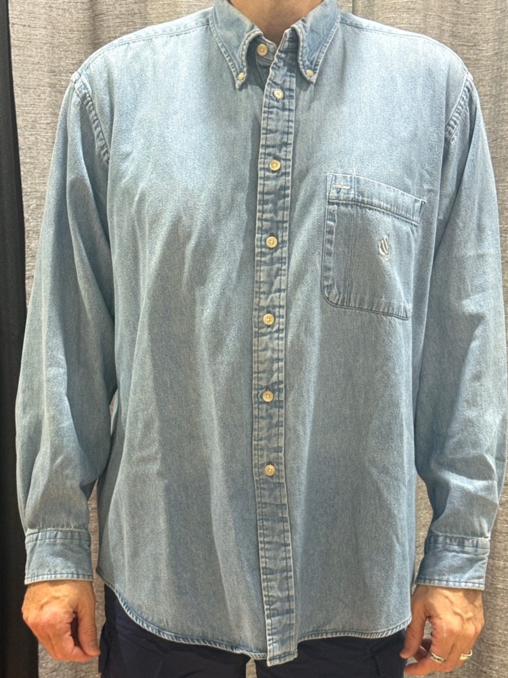 Nautica Men’s Long Sleeve Light Blue Denim Shirt-size XL